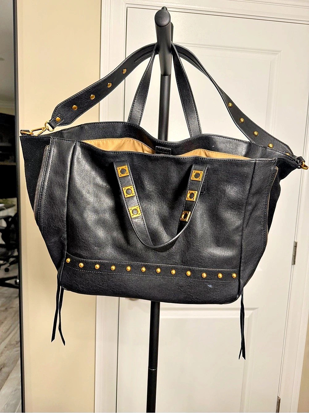 Jessica Simpson Large Studded Leather Tote Black